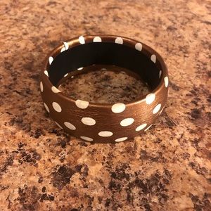 Brown and white polka dot bangle